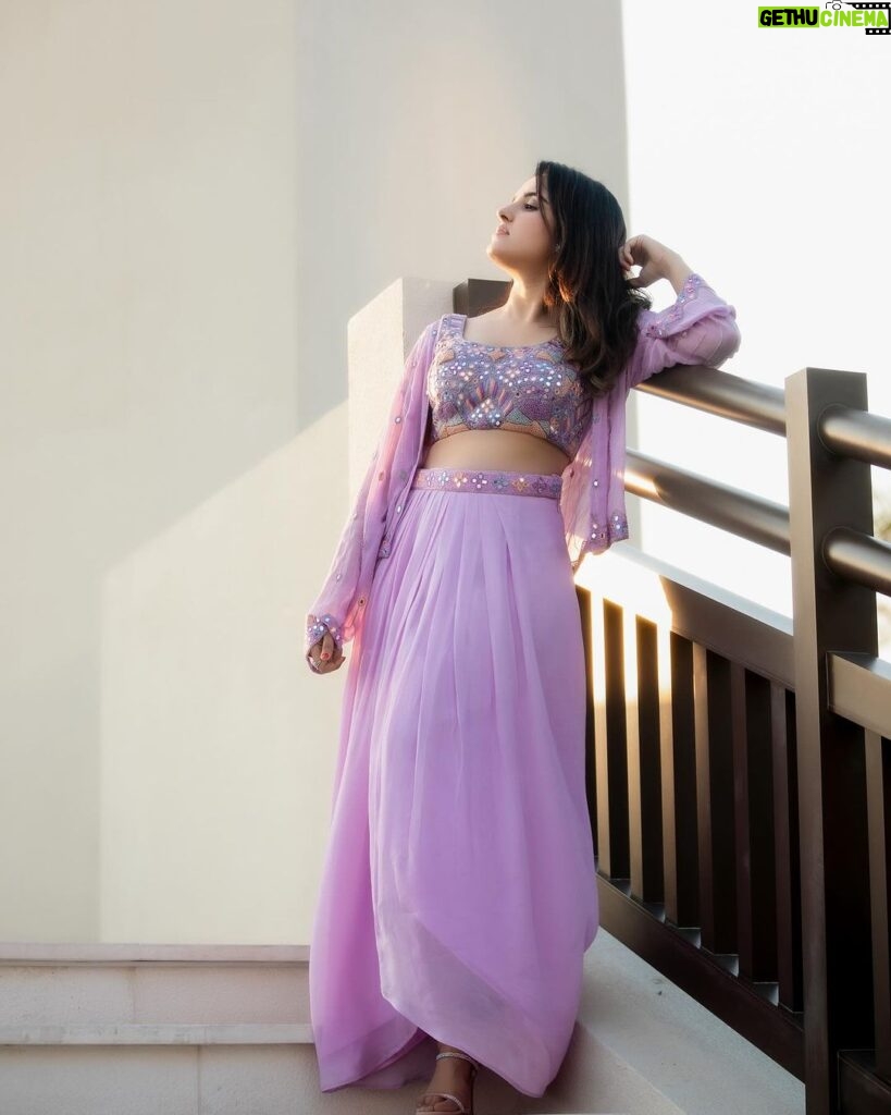 Shirley Setia Instagram - Lavender lovinnn 💜 Styled by @akankshakawediastyle Outfit by @richajaisinghanilabel Jewels by @kyzaindia Photography by @manaskhuman