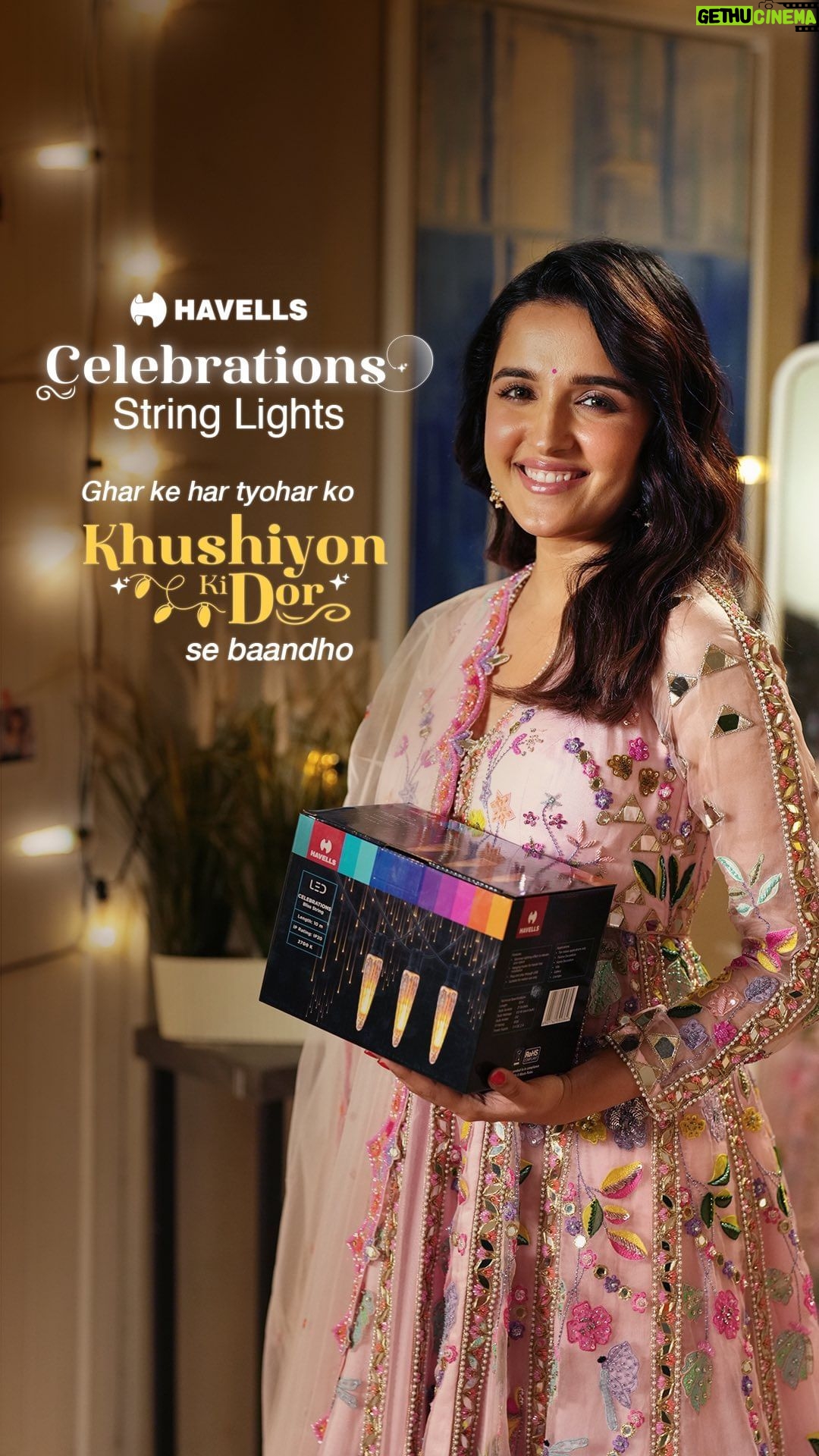 Shirley Setia Instagram - From time spent with your loved ones to an overload of your favourite delights, the festive season is incomplete without the aura of lights. So this year, bring home Havells Celebrations String Lights, the Khushiyon Ki Dor that will amp up the happiness and excitement! #Havells #HavellsCelebrations #StringLights #BlissStringLights #KhushiyonKiDor #ad