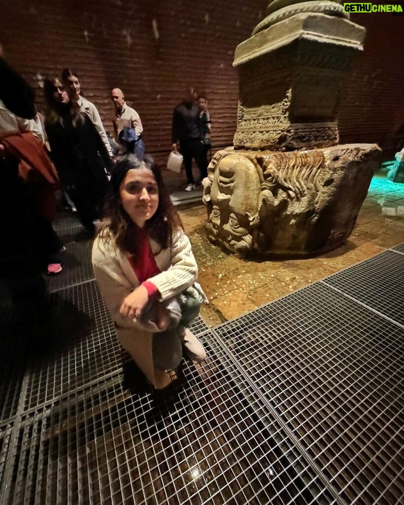 Shirley Setia Instagram - Inside the Basilica Cistern! This entireee place used to hold water back in the days for Constantinople (now known as Istanbul) Now it is open for tourists and for artists to display their modern art. Last 2 pics are with the pillar that hold Medusa’s carving #istanbul #turkey #shirleytravels