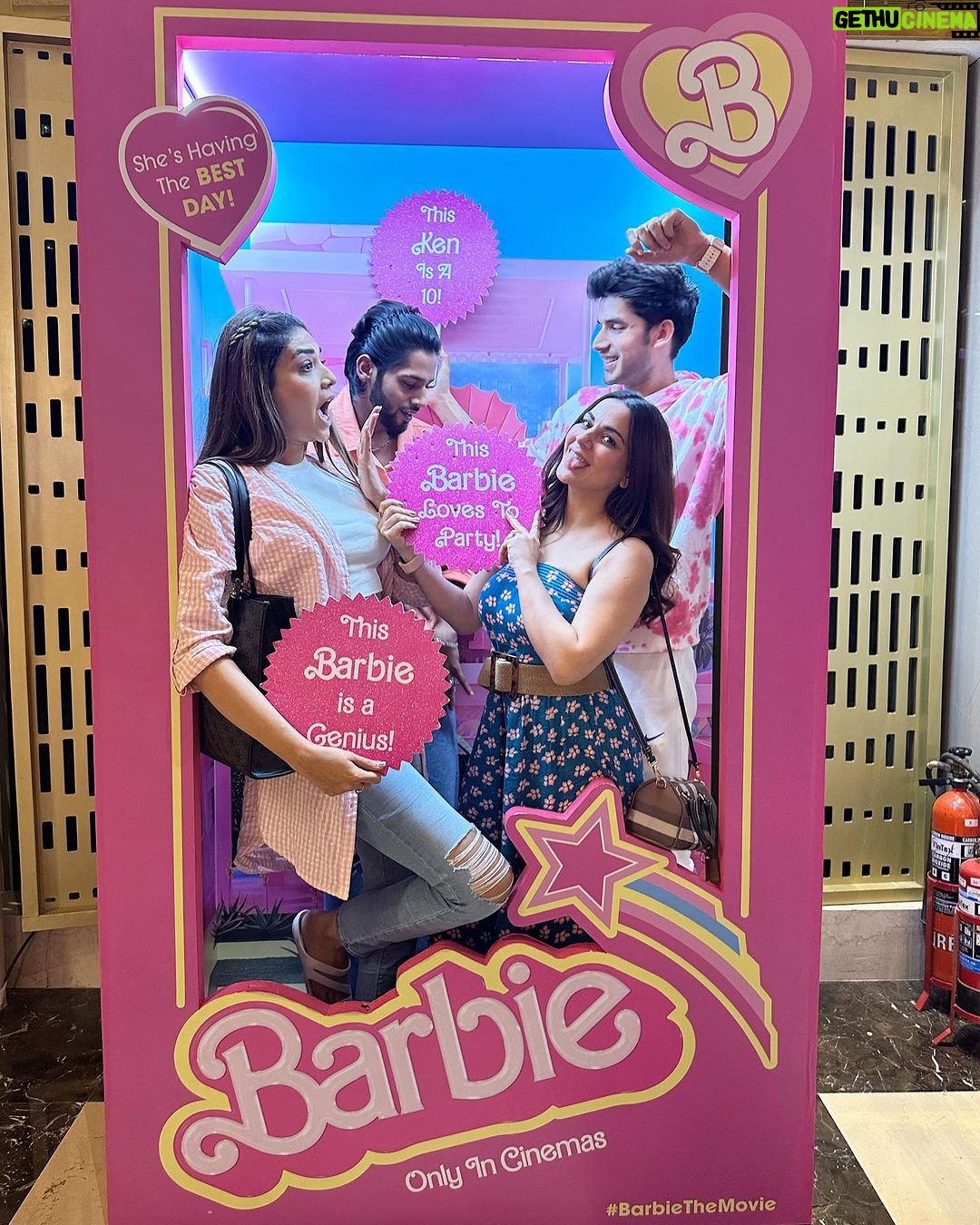 Shraddha Arya Instagram - Vibing in pinks Absolutely ten on ten A night to remember Cuz I am with my barbie And my Kens… . . . #movienight #barbie #ken