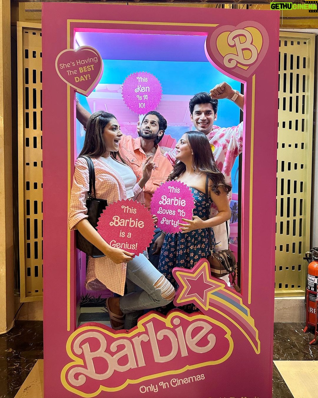 Shraddha Arya Instagram - Vibing in pinks Absolutely ten on ten A night to remember Cuz I am with my barbie And my Kens… . . . #movienight #barbie #ken