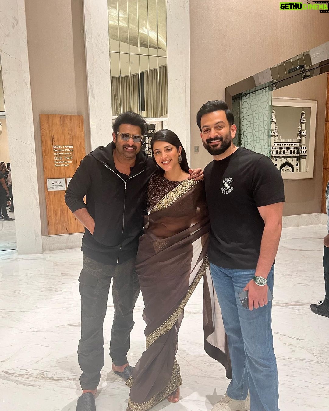 Shruti Haasan Instagram - SALAAR memories 🤎 I truly had the best time working with these awesome awesome people , full of light and positivity . We had so much fun making this movie too Prabhas fed and cared for us so well , Prashant sir was so fun with his between shots races and matches and Bhuvan sir made a whole entire music video with me ! It makes me happy when good people get good things in life ❤️🧿 I loved being in this movie and all the memories we made with so so so much hard work from every single person in the crew that worked tirelessly . Thankyou Prashant sit for making me a part of your insane majestic world and Thankyou Hombale films and team too !