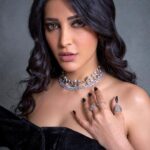 Shruti Haasan Instagram - Don’t let the gown fool you ☠️ . . . Styled by: @profanayty Assisted by: @whyshestyled Outfit : @johnandananth Jewelry: @ayanasilverjewellery @ascend.rohank Makeup: @george_p_kritikos @gpkritikos Hair: @noori_hairstylist Photographer: @akshay_26