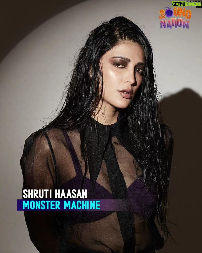 Shruti Haasan Instagram - #Vh1SoundNation is bringing you all new indie magic to light up your festive season! ✨ It's time to crank up the volume and unleash the monster machine. Tune into #Vh1 from 28th October – 3rd November to join us for an electrifying ride with Shruti Haasan's new song! 🎶🎤 #Vh1India #GetWithIt #Soundnation