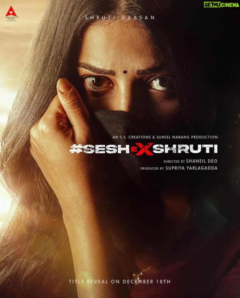 Shruti Haasan Instagram - HER ❤‍🔥 . . . I’m so excited and honoured to be a part of this ! More to come and more of this beautiful story to tell , stay tuned for the title reveal 🧿 @adivisesh @shaneildeo and Supri- Thankyou for inviting me into your circle of trust to make this