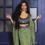 Shruti Haasan Instagram - 💚🐉🥝 mean green desi machine . . . Outfit - @nupurkanoiofficial Jewellery- @amrapalijewels Styling - @openhousestudio.in Assisted by - @mithra_kandhaswaami @sxdhksh @varshininatrajan Glam : @prakatwork @pui_c_ammy shot by : @dimensions.dmns