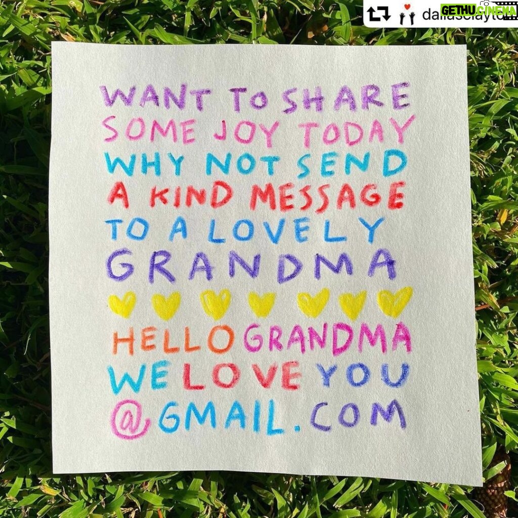 Sia Instagram - ❤️ #repost @dallasclayton ・・・ Casey wrote to tell me that she’s sick with covid and she deeply misses her Grandma Lola (age 92) and Grandma Tutu (age 101). They are an ocean apart and she’d love your help in sending them some small bits of joy. If you’ve got a moment today and miss your grandparents, or your parents, or your partner, or your friend, why not share some collective uplift with a stranger. After all, it’s not often we get a chance to speak to someone who has lived so long and seen so much. Say hello , make a friend from a far, try and share a touch of kindness: Hellograndmaweloveyou@gmail.com . PS they’ve both got birthdays coming in the spring.