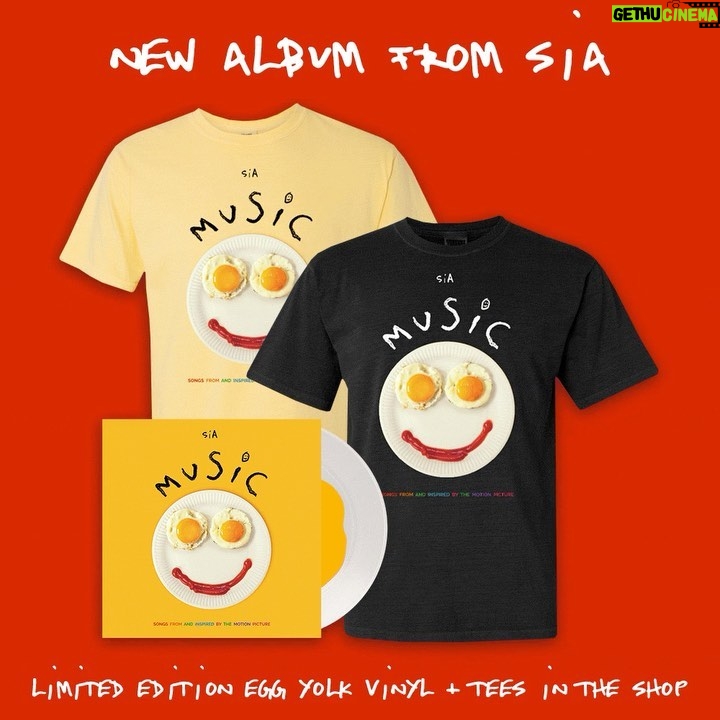 Sia Instagram - 🥚🍳 Now's an egg-ceptional time stop by the webstore to check out the new 'Music' merch & vinyl! shop.siamusic.net - Team Sia