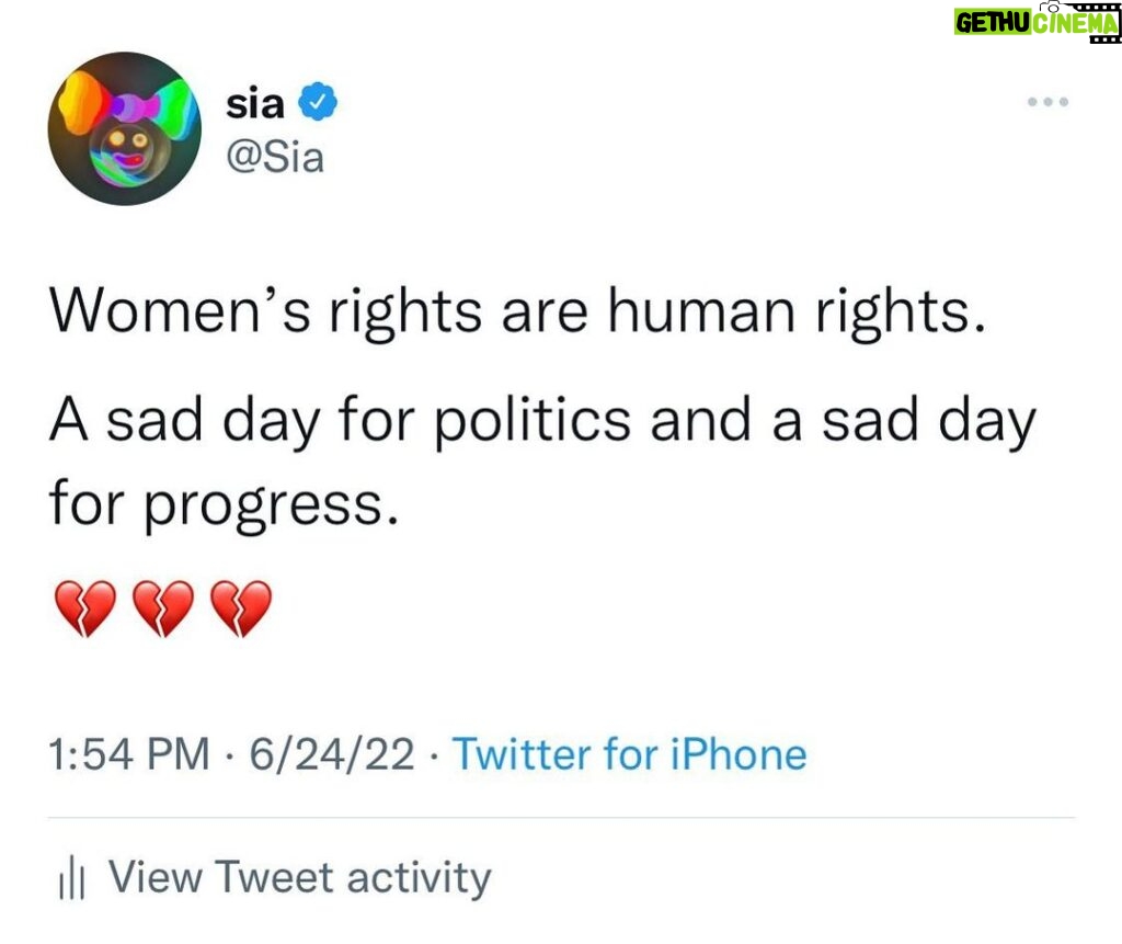 Sia Instagram - #womensrightsarehumanrights