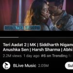 Siddharth Nigam Instagram - "2 million views 😍! 🎉 and Teri Aadat 2' rocking the YouTube trends at #7 has us on cloud nine! ☁️ Sharing a glimpse of the incredible journey behind the scenes – every sweat drop, every late night – all worth it for the love you've shown us. Your support means the world! ❤️ And yes, that glass bottle break? Painful but epic. Remember, safety first – please don't attempt this at home. 🚫💥 If you haven't caught the magic yet, link in bio! ✨🎶 #2millionviews #TeriAadat2 #BehindTheScenes"