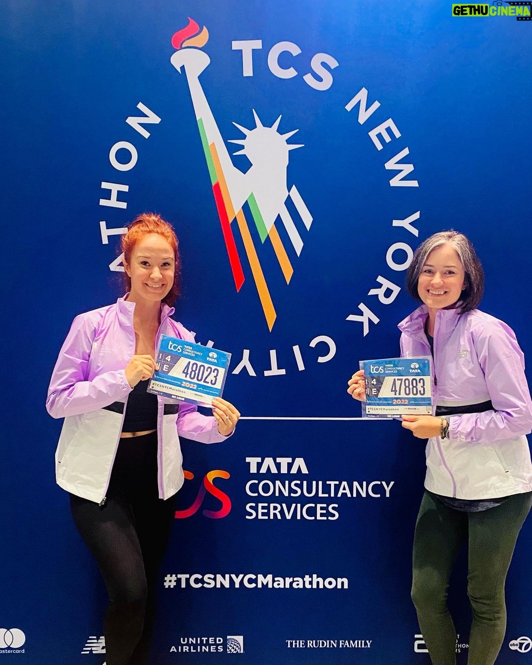 Sierra Boggess Instagram - Throwing it back to last year when my little sister and I ran @nycmarathon in support of @cancersupporthq !!!! We still cannot believe we did that, and it’s such an emotional day today as we are remembering what all these runners are about to go thru!! We both learned so much about ourselves…. You do, when you put yourself in situations that seem impossible, but you’ve TRAINED FOR IT, you’ve CRIED ABOUT IT, you’ve DOUBTED IR, you’ve wanted to turn back, you’ve ultimately BELIEVED IN YOURSELF and been SCARED BUT SHOWED UP ANYWAY!!!! So today, runners, be brave, trust the training, keep going, don’t think, and one foot in front of the other you get to run thru all 5 Burroughs of NYC!!!!!!!!! Life changing experience is NOW! 1. My sister and I crossing the finish line (5hrs and 6 mins!!) 2. My sister and I doing the damn thing! 3. The starting line!!! Looks at all the people!! 4. @officialsherierenescott cheering at mile 18! 5-7. Joy 🥲 TCS NYC Marathon Pavilion