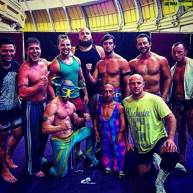 Simon Musk Instagram - One of the best summer camp teams I’ve been a part of. L-R: Tyson Taylor, Dean Allmark, myself, Nathan Cruz, Colossus Kennedy, Little Legs, Joey Hayes, James Mason, Danny Hope, CJ Banks. Photo taken at Winter Gardens, Blackpool, August 2012.