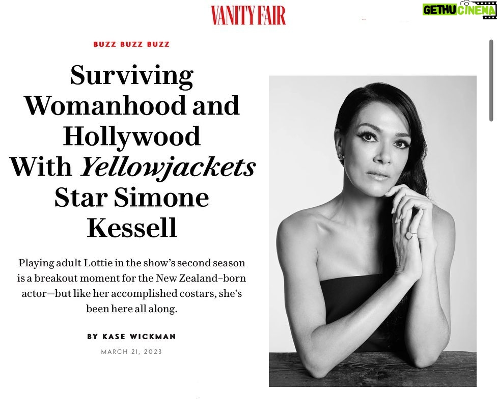 Simone Kessell Instagram - Thank you #VanityFair for the story & the support of #yellowjackets to say I’m incredibly proud of this cast is an understatement! @jbookallil 📸You are magic @jdos___ for the brilliant styling @lindajefferyesmakeup for making me look so pretty. @vanityfair @showtime @yellowjackets @buchwaldtalent @42west @suebarnettandassociates 💛🐝 @ozwolf 🙏🏽 https://www.vanityfair.com/hollywood/2023/03/yellowjackets-simone-kessell-lottie-interview