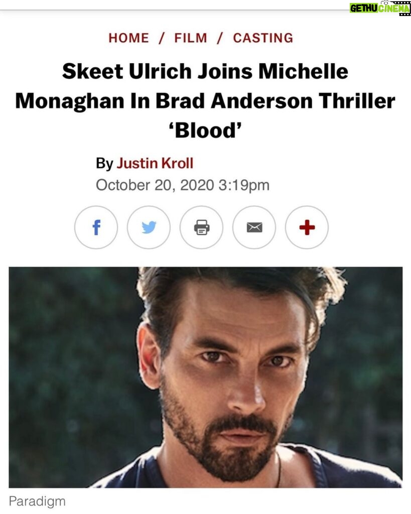 Skeet Ulrich Instagram - I am thrilled to be a part of this crazy talented team of film makers!! I won’t even try to explain this beautifully complex thriller but you won’t want to miss it when it comes out!!