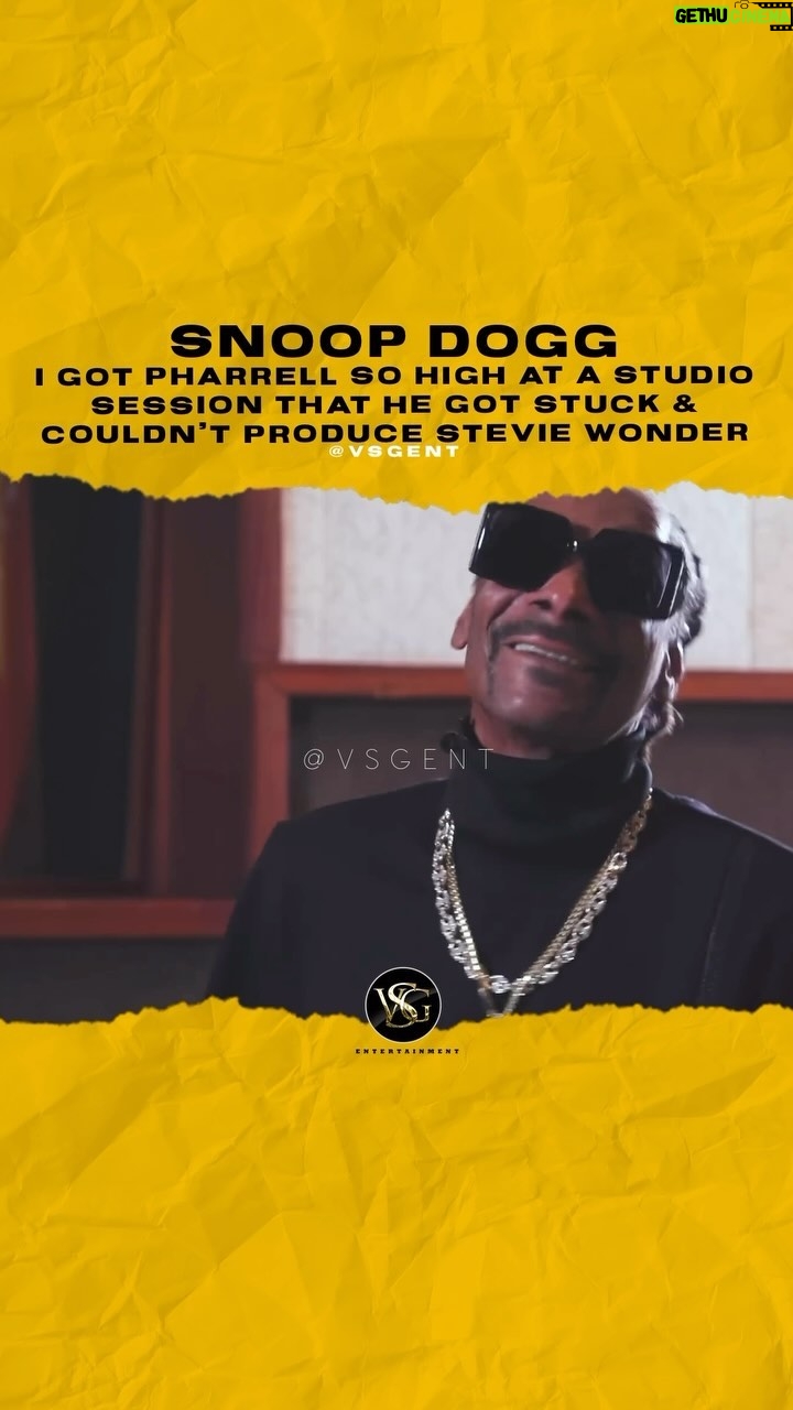 Snoop Dogg Instagram - @snoopdogg I got @pharrell so high at a studio session that he got stuck and couldn’t produce #steviewonder . #snoopdogg #pharrel 🎥 @rollingstone