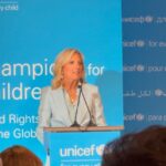 Sofia Carson Instagram - Champions For Children 🩵 Thank you to our Unicef Executive Director Catherine Russel and @flotus for bringing us together. To the children and youth advocates who graced us with your bravery, your voices were LOUD and your voices were HEARD. Thank you. UNICEF