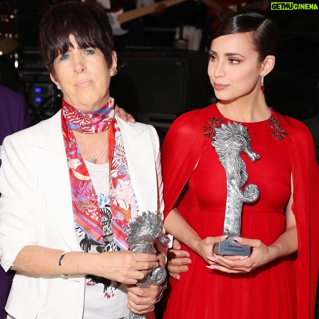 Sofia Carson Instagram - I’ll cherish this moment forever. The legend himself, Mr. Clive Davis & the legend herself, my dear Diane Warren. The brilliant minds and hearts that gifted the world with the greatest music we have ever known. Thank You. Forever. #ischiaglobalfilmandmusicfestival Ischia, Italy