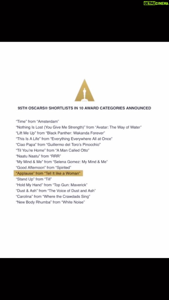 Sofia Carson Instagram - APPLAUSE is officially Shortlisted for The Oscar’s for Best Original Song🤍 Forever and ever and ever honored to be the voice of this anthem. Words will never suffice. @theacademy @dianewarren