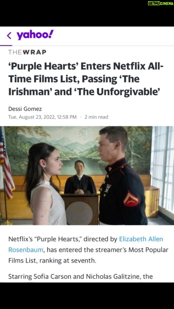 Sofia Carson Instagram - Today, our movie made history. We are in the Top Ten most watched Netflix films of ALL TIME. The 7th most watched film in the HISTORY OF NETFLIX. I’ll never have the words to express my gratitude. Be still my Purple Heart💜