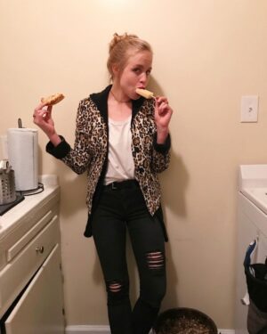 Sofia Vassilieva Instagram - Always getting caught red handed .... Happy Friday. P.S. Very satisfied with these life choices! 🥂✨🥰🍕🍦🐆