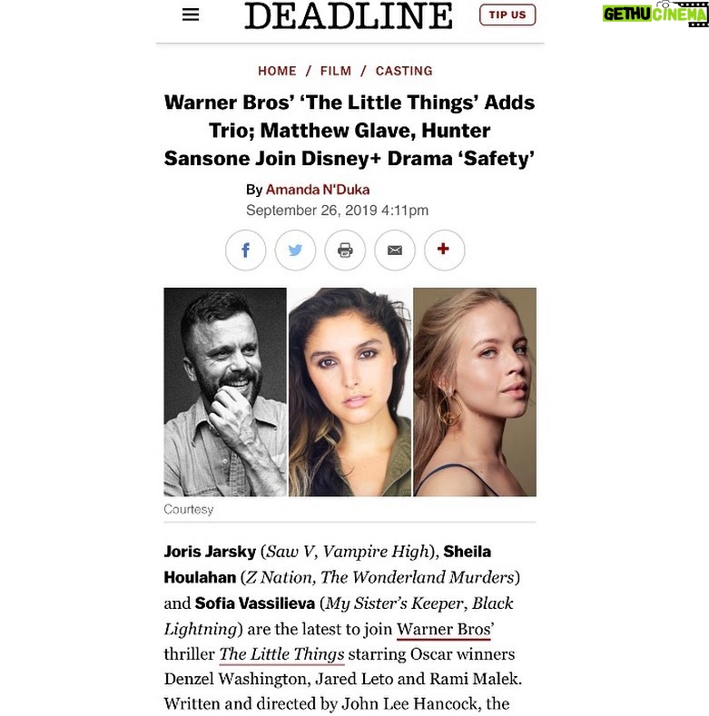 Sofia Vassilieva Instagram - Joining this gem... with Denzel Washington, Rami Malek & Jared Leto! ✨ Los Angeles, California