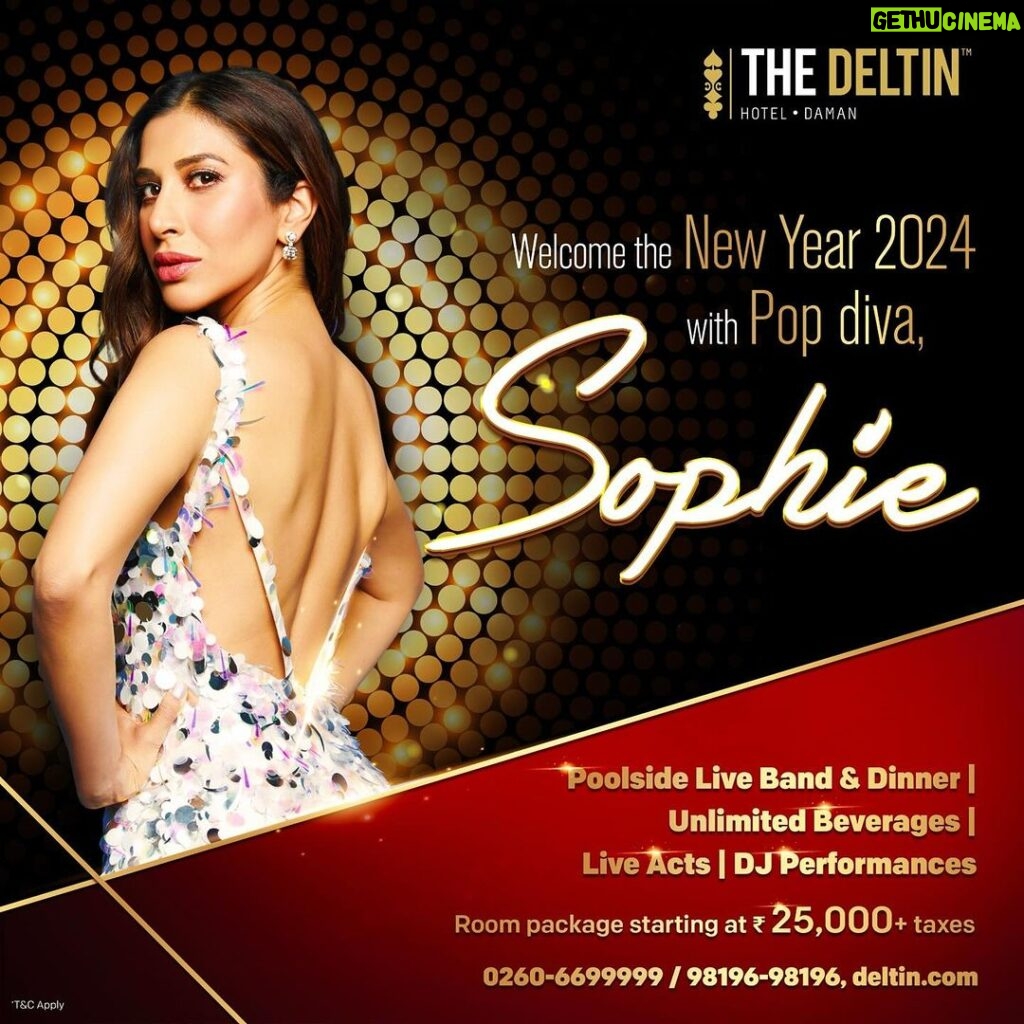 Sophie Choudry Instagram - Been booked since months and just waiting to announce my New Years Show!!🥳🥳🤩🤩🤩 Get ready for a night of non-stop celebrations & my killer, high octane show at The Deltin, Daman!!! Stay & party package starting at 25,000/- including breakfast, access to the New Year party, unlimited food and drinks, DJ and live music performance. Let’s kick off 2024 with a spectacular blend of glamour and festivities!! Reserve your stay and party package by calling 0260-6699-999 / 98196-98196 or visit deltin.com. It’s not just a party. It’s a musical journey! #giglife #sophielive #teamsophie #hello2024 #goodbye2023 #newyearseve #deltin