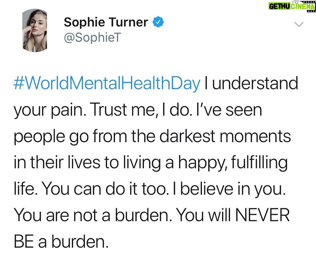 Sophie Turner Instagram - #WorldMentalHealthDay