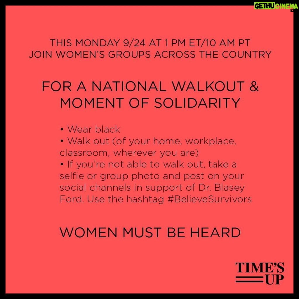Sophie Turner Instagram - Women must be heard. Wear black and join the National Walkout on Monday, Sept. 24 at 1 pm ET/10 am PT in solidarity with Dr. Christine Blasey Ford. #BelieveSurvivors #TIMESUP