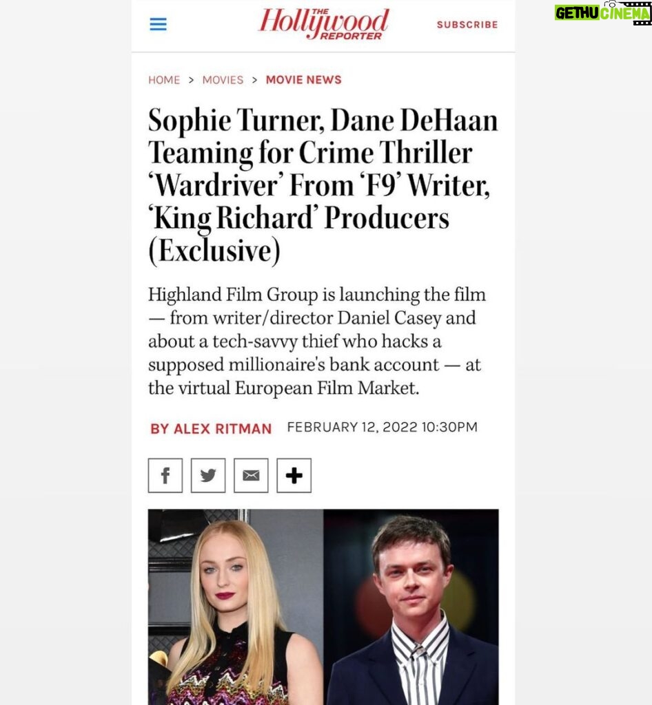 Sophie Turner Instagram - So excited to be doing this with my friend @danedehaan 💜 #danielcasey #wardriver