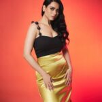 Soundarya Sharma Instagram - 🍑 Todays Song inspiration: #chandrayan3 launch 🛰️ Shot by: @trishasarang Styled by: @khyatibusa Outfit: @kanganatrehanofficial Make Up: @mitavaswani Hair: @nidhiagarwalmua Location: @whiteboxstudiomumbai Repped: @palsandpeersentertainment