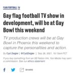 Spencer Paysinger Instagram - Been developing this one for almost 2 years. Huge thank you to the @ngffl for trusting @welcometomoorest @game1llc and @greenleafprod to capture the 2021 Gay Bowl and beyond. Hella excited for y’all to see F(L)AGS. (Link in Story)