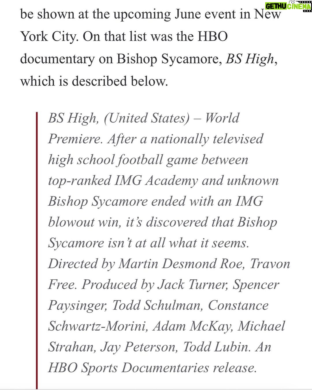 Spencer Paysinger Instagram - B.S High is heading to @tribecafilmfestival !!! Two years ago a text to @alexrichanbach leads to a screenshot from Adam McKay that leads to a cold text to @michaelstrahan, selling to @hbo, and the dynamic directing duo of @travon and @martindesmondroe! Had a blast producing this one. S/O to the gawd @conschwartz @marypilon @ethanj_lewis @meechgolden @achawla1 and the entire team that got this to and through the finish line. …and s/o to @complex for canceling my meeting 30mins before to go with the other guys!