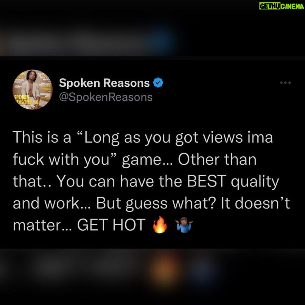 Spoken Reasons Instagram - This is 1% of the shit that’s REALLY in my mind… All I ask is you shut up.. Control your emotions… Study.. And realize “THERE IS A FANBASE FOR EVERYBODY” ⚡