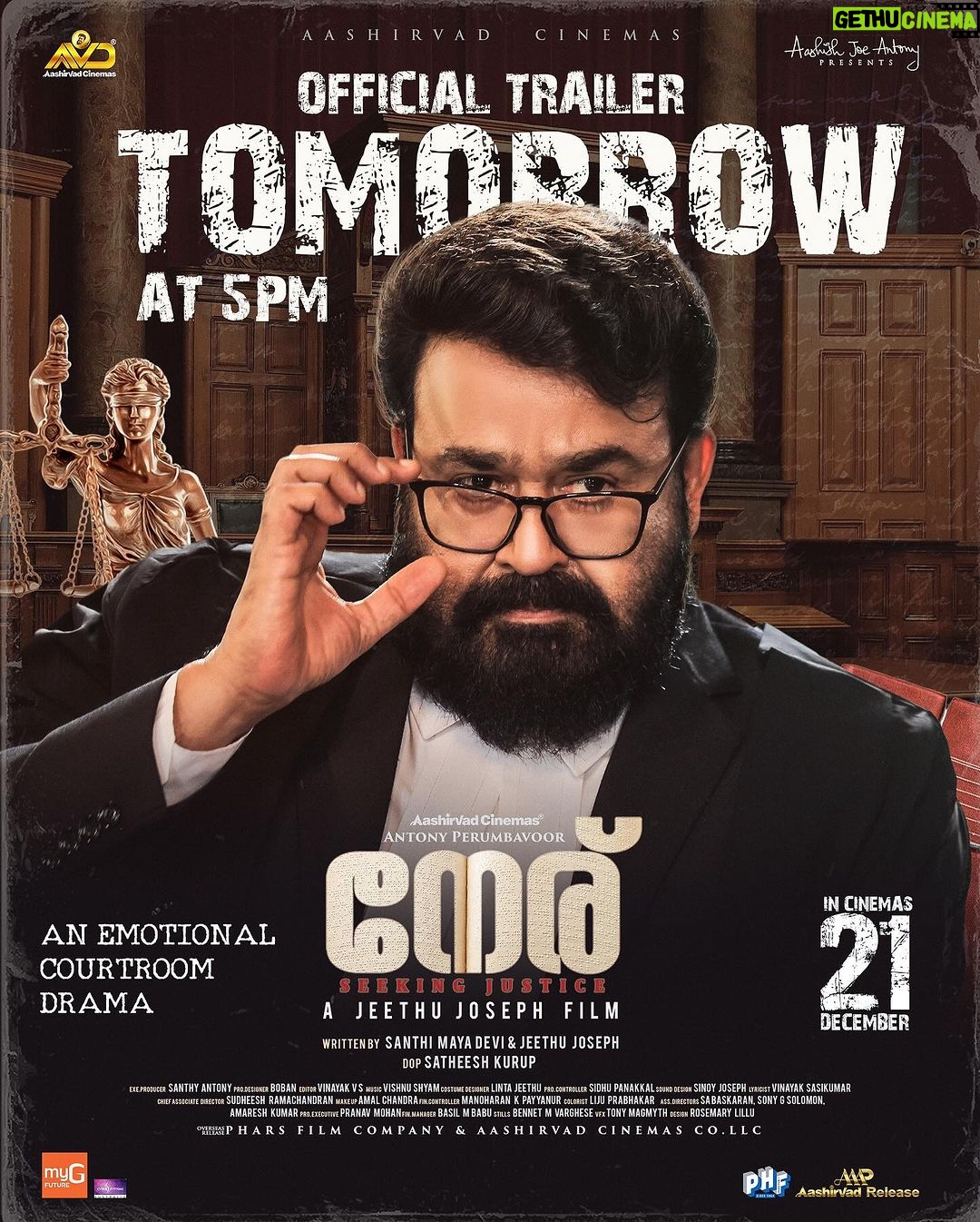 Sreedhanya Instagram - The Official Trailer of Neru hits tomorrow at 5 pm IST. Stay connected! @mohanlal @jeethu4ever @antonyperumbavoor @aashirvadcine @santhi_mayadevi @actor.sidhique @pillumani @anaswara.rajan @sreedhanyaht @satheesh_kurup @sudheesh_ramachandran @itss_vinayak @vishnu.shyam.77 @tony_magmyth @beingfazy @lintajeethu @vinayaksasikumar @bobanartdirector @rosemarylillu @sinoy_josephh santhy.antony #NeruMovie #Neru