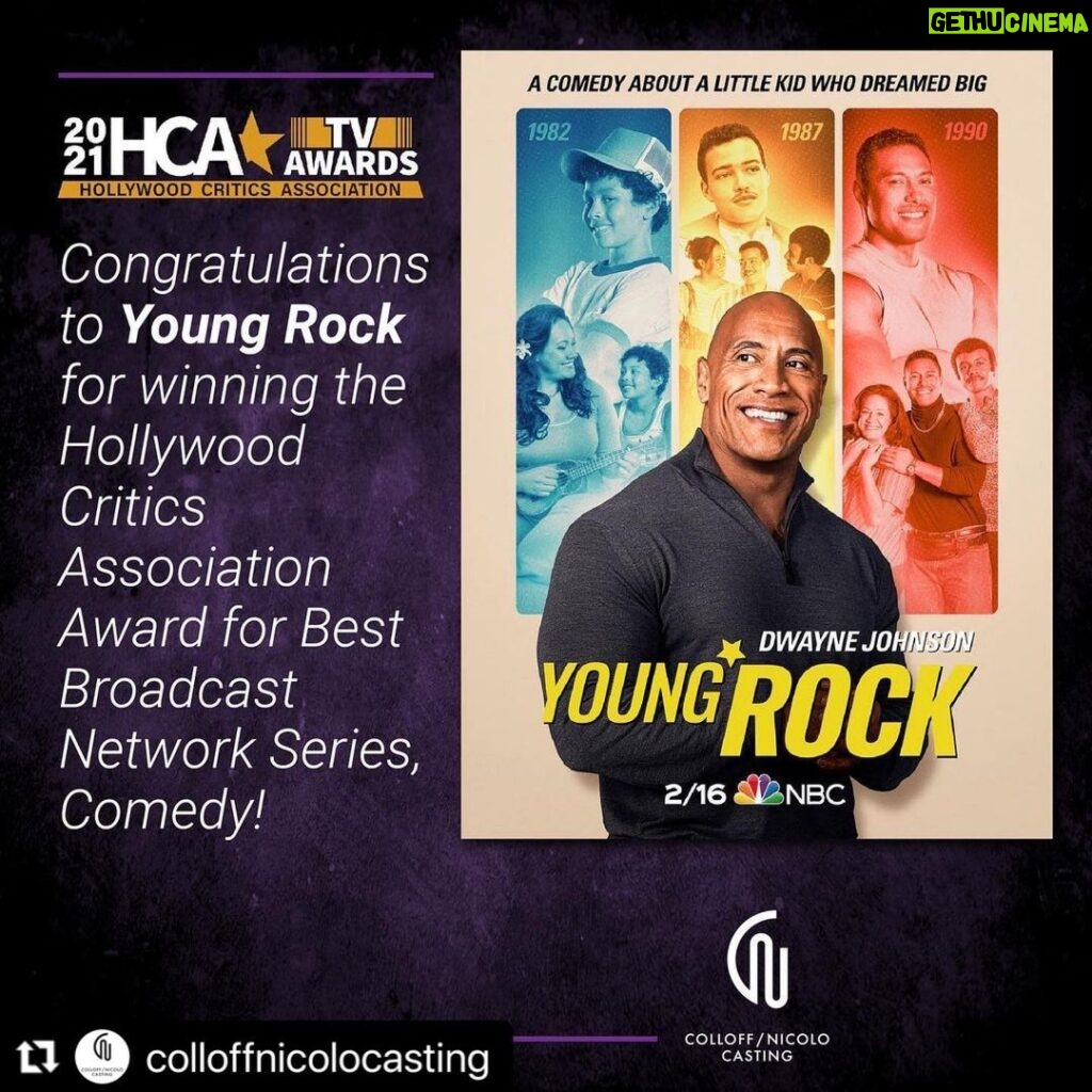 Stacey Leilua Instagram - I’m so incredibly proud of our entire #YoungRock team for this. I sat in my kitchen yesterday in my track pants and shed a few tears during @therock speech cos I’m a sook and will never stop feeling the deep gratitude of being a part of all this. We’re only getting started 😉 Season Two coming soon! 👊🏽❤🌺 @nbcyoungrock @nbc @hollywoodcriticsassociation #YoungRockNumberOne ☝🏽 . Repost @colloffnicolocasting ・・・ We want to give a HUGE congratulations 🙌 to everyone in the Cast and Crew of Young Rock, which has won the Hollywood Critics Association Award for Best Broadcast Network Series, Comedy! 🏆 So well deserved, team! We're elated for everyone who put their heart and soul into making this project what it is! We are so grateful every day to work on this amazing show. #congrats
