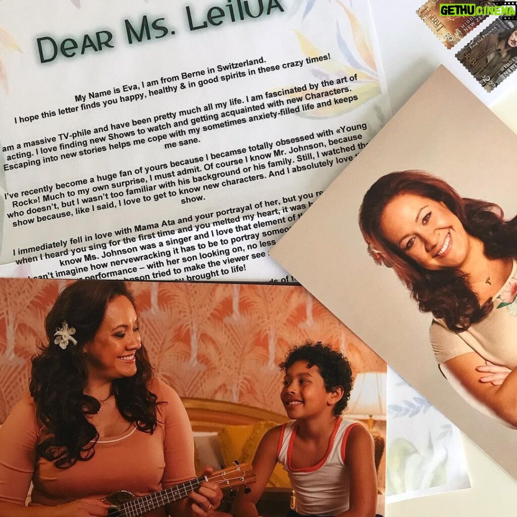 Stacey Leilua Instagram - This makes me happy 🥰 thanks for tuning in, Eva. Signing these photos and sending them all the way back to Switzerland for ya! #YoungRock 🌺💗 #FanMail 💌