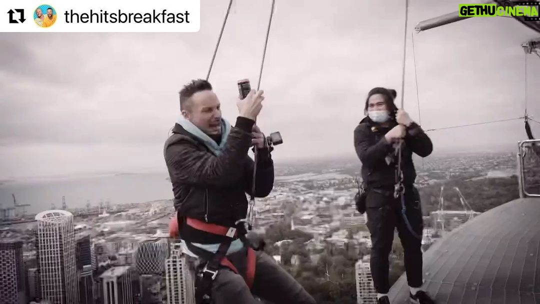 Stacey Leilua Instagram - When the @zoaenergy came in the mail I knew I had to get some to NZ’s biggest @therock fan, @ben_boyce_ - little did I know he’d do this!! 😂 as a person who is afraid of heights myself I give you full props mate. A true #ZoaWarrior right there 😂🙌🏽 #Repost @thehitsbreakfast ・・・ Ben tries his hero Dwayne @therock Johnson’s ZOA energy drink at the top of Auckland city! 🧗♂️ @ajhackettbungynz 🥤 @zoaenergy thanks to @staceyleilua