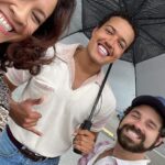 Stacey Leilua Instagram – @davetkoenig said we should be advertising toothpaste 😂😁 A bit of #YoungRock #BTS with the dudes @bradleyconstant and @ryan_pinkston 🙌🏽