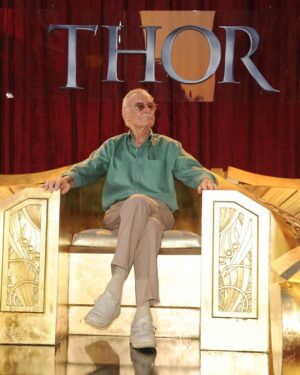 Stan Lee Instagram - Throwback Thorsday to Stan stately sitting atop Odin’s towering throne at the 2011 Thor movie premiere. 🤴
#StanLee #Thor #tbt