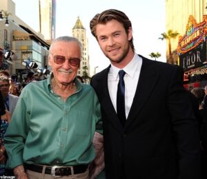 Stan Lee Instagram - #FlashbackFriday to Smilin’ Stan posing with the Mighty Thor himself, Chris Hemsworth, at the premiere of the first Thor movie in 2011. 
#StanLee