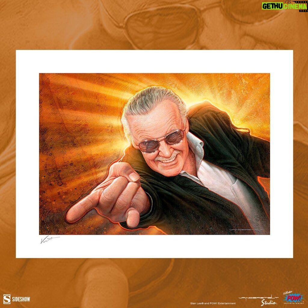 Stan Lee Instagram - THWIP! Artist @vanderstelt_studio partnered with @sideshow to craft this POW-erful artwork in honor of Stan The Man! Visit @sideshow to pre-order your print now in a limited edition of 350 on paper and 100 on canvas. #StanLee