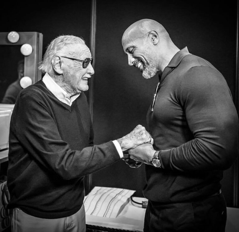 Stan Lee Instagram - A Sunday serving of heartwarming Stan snaps with @therock. 🥹 #StanLee #NationalHugDay