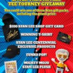 Stan Lee Instagram - GIVEAWAY TIME❗️ Celebrate Stan’s centennial year in style! Enter to win one of three terrific Stan prize packs, all of which include exclusive items, a gift card, and more. 🎁 Tap the link in stories to enter or visit: bit.ly/SLTeeTourneyGiveaway This giveaway coincides with our Tee Tourney! Swipe for the beginning bracket and head to @excelsiorbystan stories to vote on your favorite tees every other day AND get a sneak peek at potential new designs. The winner will be crowned April 3! *Giveaway open to those 18 & older with a US mailing address. This giveaway is not sponsored, endorsed, or administered by Instagram. Rules and conditions apply. #StanLee #MarchMadness