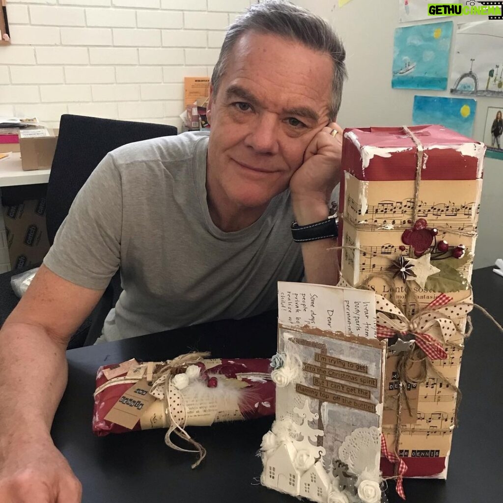 Stefan Dennis Instagram - Surrounded by my “snow” covered gifts all the way from Norway. Thank you @jannenordvang. Your wrapping presentation is artistic and beautiful. Going to save them for under the tree.