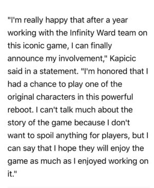 Stefan Kapičić Instagram - I'm happy that I can finally announce my role in "Call of Duty: Modern Warfare 2019"Thanks to @InfinityWard I've been creating two amazing characters for almost a year! Legendary Nikolai who now looks and talks like me and a BAD bad man J12 !🥳@CallofDuty #ModernWarfare  #GoingDark ENJOY!
