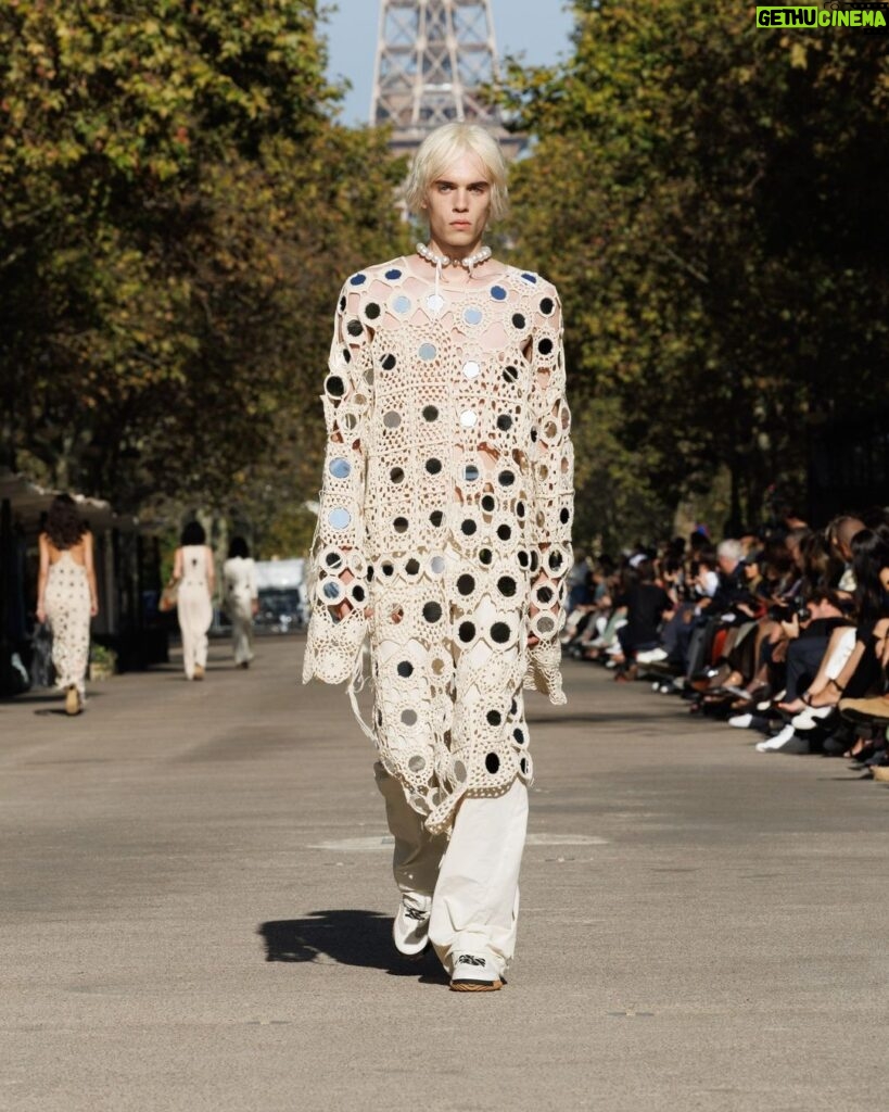 Stella McCartney Instagram - STELLA’S SUSTAINABLE MARKET: The world’s first luxury garments crafted from Kelsun™️, a seaweed-based yarn – hand-crocheted with mirrors polka dots. A varsity bomber features the work of Japanese artist @HajimeSorayamaOfficial, part of a limited-edition capsule launching December 2023. Watch the #StellaSummer24 runway show at stellamccartney.com. Credits Wearable art by @AndrewLoganSculptor, exclusively for Stella McCartney #StellaMcCartney #ParisFashionWeek #PFW #StellasSustainableMarket Marché Saxe-Breteuil