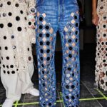 Stella McCartney Instagram - STELLA’S SUSTAINABLE MARKET: Backstage moments from my Summer 2024 runway show… x Stella Wearable art by @AndrewLoganSculptor, exclusively crafted for Stella McCartney from recycled and recyclable glass. Mirror pieces were hand-crocheted in our London atelier on organic cotton denim and Kelsun™️, a seaweed based yarn — the first time it has been seen on a runway. Discover the full #StellaSummer24 runway collection at stellamccartney.com. #StellaMcCartney #ParisFashionWeek #PFW #StellasSustainableMarket