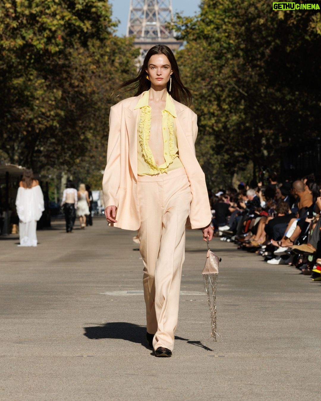 Stella McCartney Instagram - STELLA’S SUSTAINABLE MARKET: Transparency and opacity. Appliqués laid on repurposed tulle, polka dots on organic taffeta, bead embellishments on semi-sheer chiffon. The Summer 2024 collection is crafted with 95% conscious materials, making it our most responsible edit to date. Watch the #StellaSummer24 runway show at stellamccartney.com. Credits Wearable art by @AndrewLoganSculptor, exclusively for Stella McCartney #StellaMcCartney #ParisFashionWeek #PFW #StellasSustainableMarket