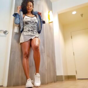 Stephanie Charles Instagram - So...ummm. I couldn’t choose which shoes goes best with this dress. Any suggestions? Reebok or the Converse🤷🏽‍♀️🤷🏽‍♀️🤷🏽‍♀️🤷🏽‍♀️📸
#trivialquestion 
#stephaniecharles 
#picoftheday 
#itsthelittlethings 
#actress🎬 
#actresshot