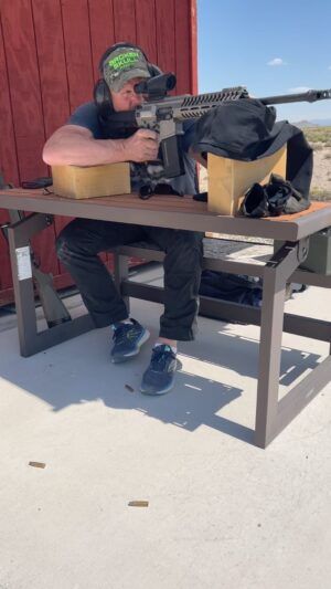 Steve Austin Instagram - Range time in the desert. Forgot my sand bags. Improvised with wood blocks and a pair of pants. POF .308